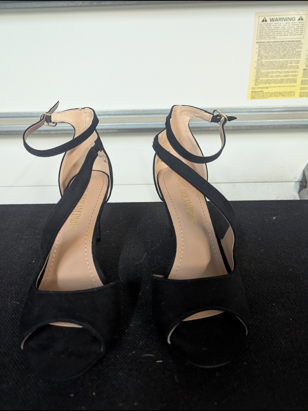 Black Open-Toe Ankle-Strap Heels for Women
